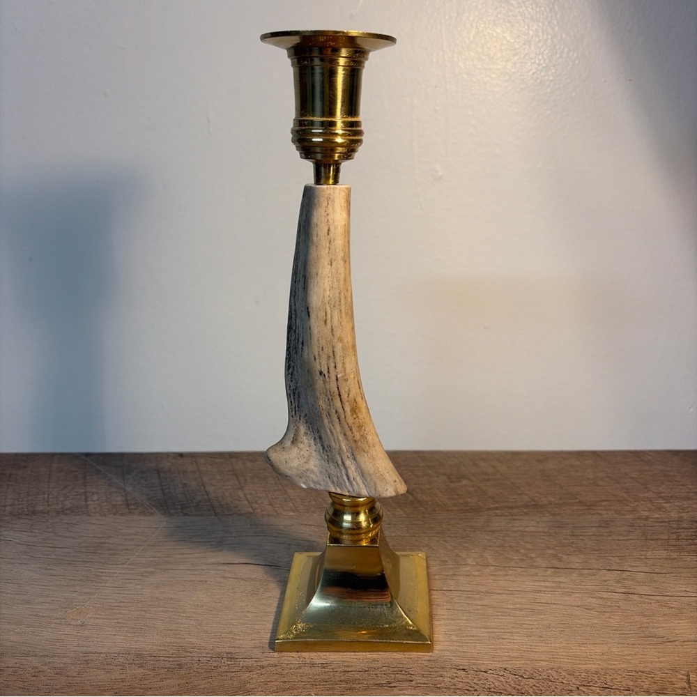 Unique Brass Elk Antler Candle Holder 9” Hunter Man Cave Country Rustics Decor